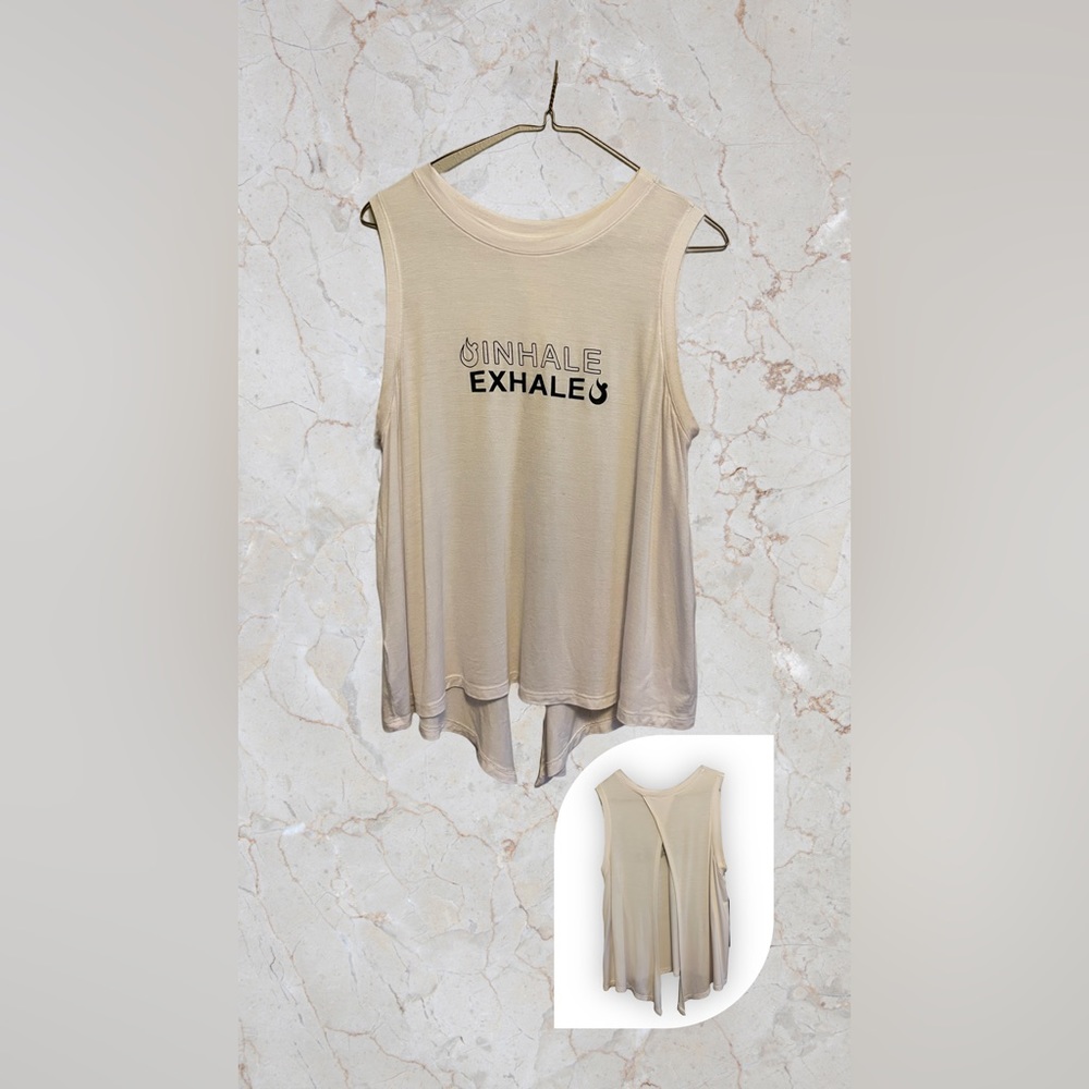 HOTWORX Inhale Exhale Asymmetric back tank Top White
